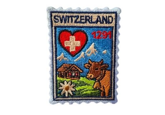 Patch zum Aufbügeln, Briefmarke 1291 Switzerland 6 x 4.3cm
