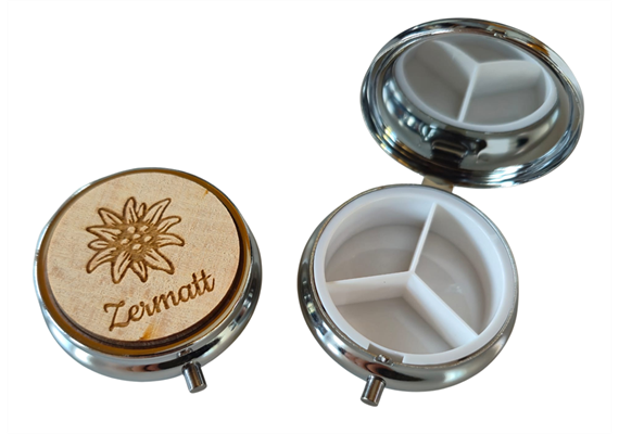 Pillendose mit Edelweiss mit Zermatt Gravur