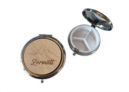 Pillendose mit Holzdeckel mit Berg und Zermatt graviert - VPE 12 Stück