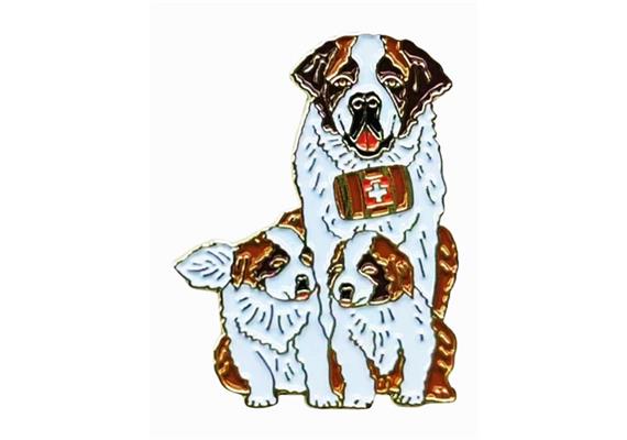 Pin Bernhardiner Familie, 38 x 28 mm