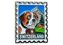 Pin Briefmarke Bernhardiner Switzerland, 25mm