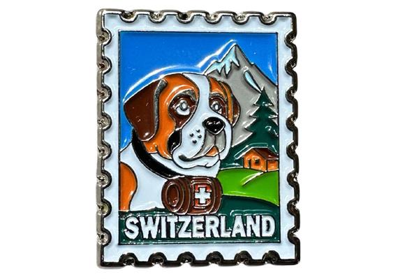 Pin Briefmarke Bernhardiner Switzerland, 25mm