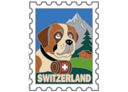 Pin Briefmarke Bernhardiner Switzerland, 25mm