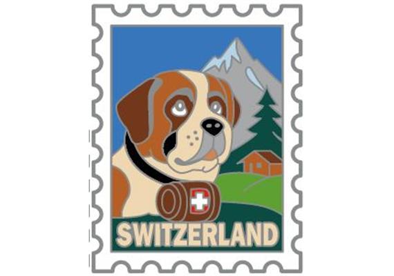 Pin Briefmarke Bernhardiner Switzerland, 25mm