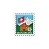 Pin Briefmarke mit Chalet - Switzerland, 25mm