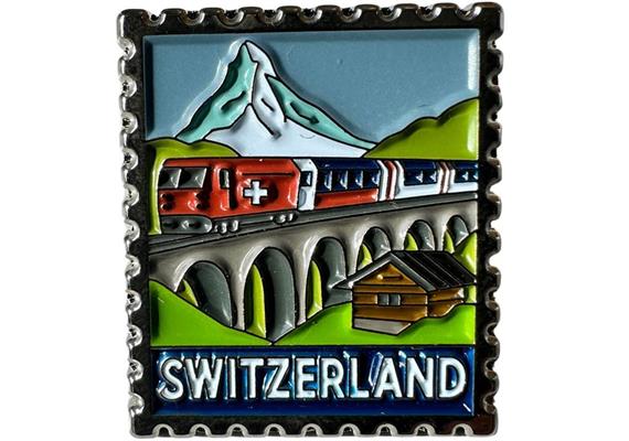 Pin Briefmarke Switzerland Matterhorn mit Zug, 25mm