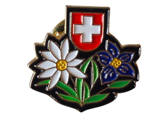 Pin Edelweiss mit Enzian, 20 mm