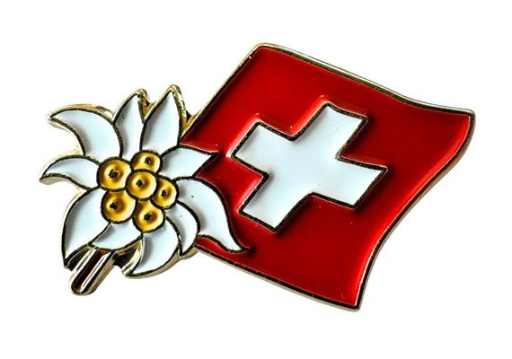 Pin Edelweiss mit Fahne CH, 20 mm