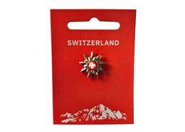 Pin Goldblume ® Schweiz-Tourismus, auf Kärtchen