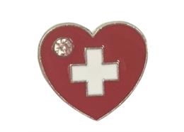 Pin Herz mit Schweizerkreuz und Strassstein