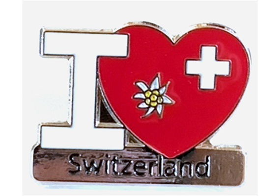 Pin I (Herz) Switzerland mit Edelweiss und CH-Kreuz