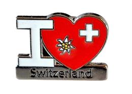 Pin I (Herz) Switzerland mit Edelweiss und CH-Kreuz