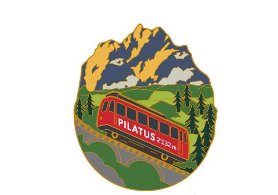 Pin Pilatus mit Zug, 30mm