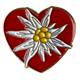 Pin rotes Herz mit Edelweiss, 20 mm