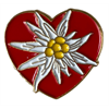 Pin rotes Herz mit Edelweiss, 20 mm