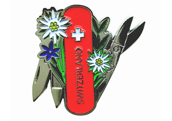 Pin Sackmesser mit Edelweiss - Switzerland, 35mm