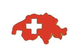 Pin Schweiz (Umriss), rot mit Kreuz, 25 mm
