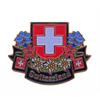 Pin Switzerland mit Blumen, 25 mm