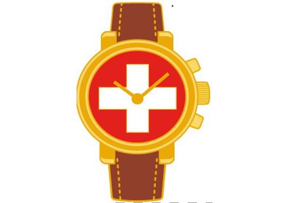 Pin Uhr mit Schweizerkreuz, 30mm