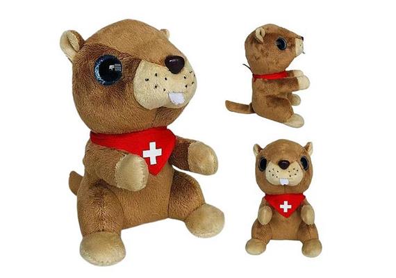Plüsch Murmeltier "Big Eyes" mit Halstuch 16 cm