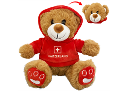 Plüsch Teddy braun mit Switzerland Hoody, 15cm