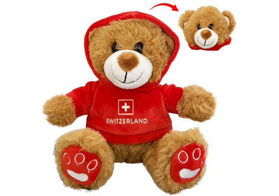 Plüsch Teddy braun mit Switzerland Hoody, 15cm