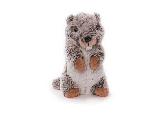 Plüschtier Murmeltier stehend, 16 cm, grau-weiss