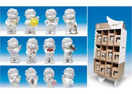 Poly-Engel ''Igor'' mit Botschaft im Display weiß-coloriert sort. H7cm