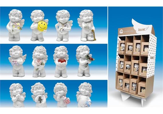 Poly-Engel ''Igor'' mit Botschaft im Display weiß-coloriert sort. H7cm