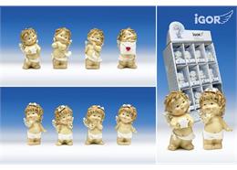 Poly-Engel "Igor/Olga" im Display sth. coloriert sort. H6.5/7cm