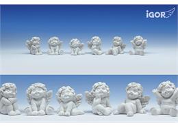 Poly-Engel "Igor" sitzend weiss sort. H=3.5 cm