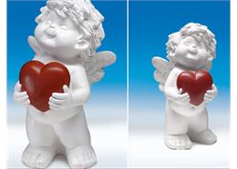 Poly-Liebesengel ''Igor'' mit Herz weiß-rot H32cm