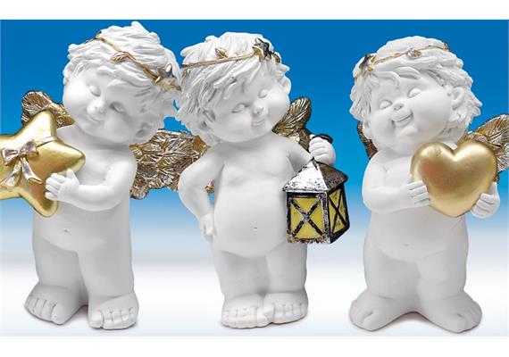 Poly-Weihnachtsengel ''Igor'' weiß-gold-silber sort. H24cm