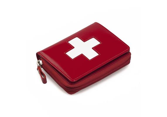 Portemonnaie Damen klein rot mit Reissverschluss und CH-Kreuz