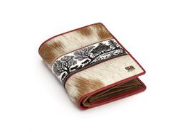 Portemonnaie Kuhfell, rot, mit Scherenschnitt - hoch