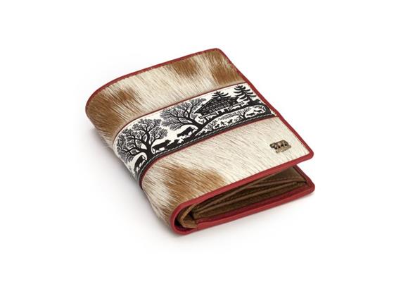 Portemonnaie Kuhfell, rot, mit Scherenschnitt - hoch