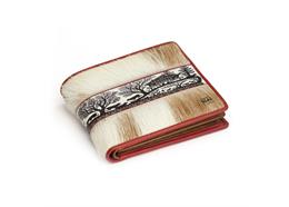 Portemonnaie Kuhfell, rot mit Scherenschnitt - quer