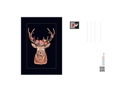 Postkarte Blumenhirsch