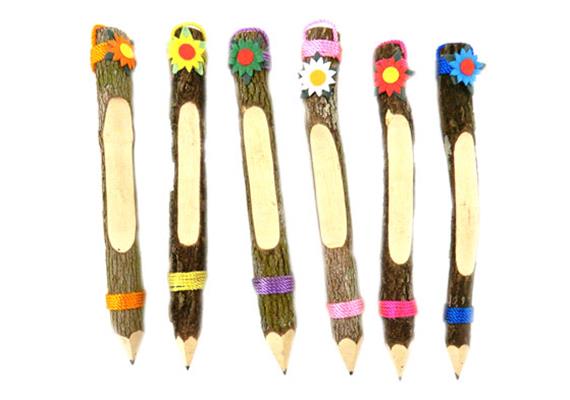 Rinde Bleistift Blume 6 assortiert, mit individueller Aufschrift, gegen Aufpreis