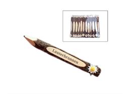 Rinde Bleistift Edelweiss, 18cm mit Ortsnamen Gravur Lauterbrunnen, VE 48 Stk.