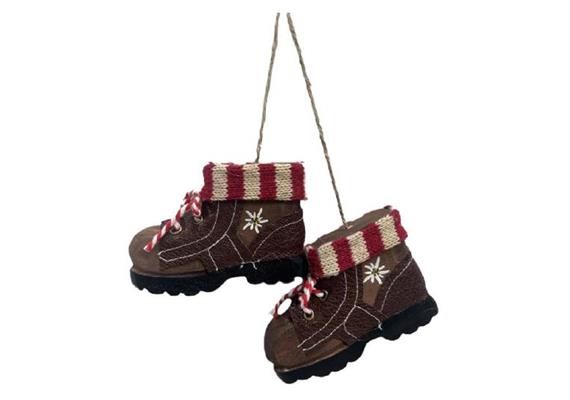 Rote Holz-Winterstiefel, zum Aufhängen, 9x6x3cm
