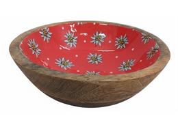 Runde Holzschale mit Edelweiss gross, 20 cm