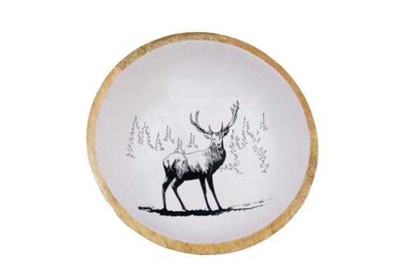 Runde Holzschale mit Hirsch gross, 20 cm