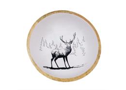 Runde Holzschale mit Hirsch klein, 10 cm