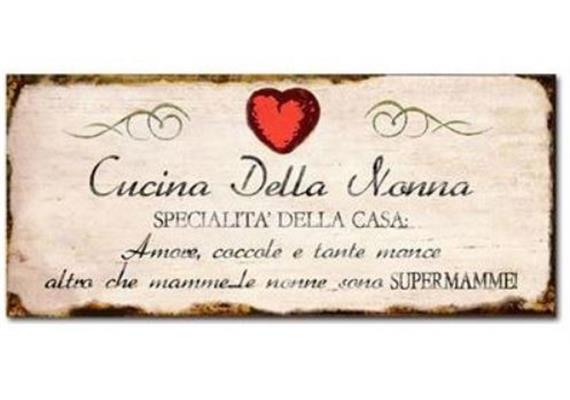 Schild aus Metall "Grossmutters Küche" Italienisch