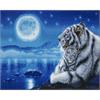 Schlafende weisse Tiger, Bild 40x50cm Crystal Art Kit