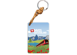 Schlüsselanhänger Davos Berglandschaft mit Zug