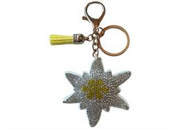Schlüsselanhänger Edelweiss mit Glitzersteinen