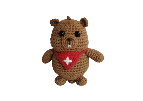 Schlüsselanhänger gehäkeltes Murmeltier, 9cm