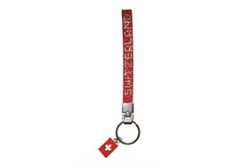 Schlüsselanhänger Glitzer Strap flach rot, Switzerland